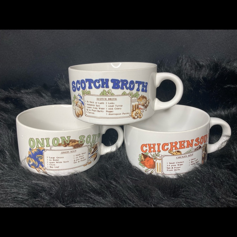 Vintage recipe ceramic mug set of 3 like new!!